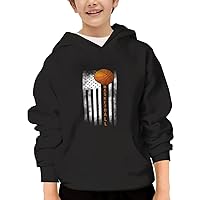 Unisex Youth Hooded Sweatshirt Patriotic Basketball Cute Kids Hoodies Pullover for Teens
