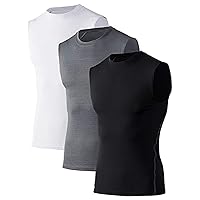 TopTie Men's 3 Pack Workout Tank Top, Compression Shirts Sleeveless, Athletic Muscle Vest for Gym