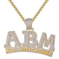DTJEWELS 5.00 CT Round Cut VVS1 Diamond All About Money ABM Charm Pendant 14k Yellow Gold Plated Sterling silver