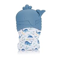 Itzy Ritzy Silicone Teething Mitt - Soothing Infant Teething Mitten with Adjustable Strap, Crinkle Sound & Textured Silicone to Soothe Sore & Swollen Gums - Baby Teething Toy for 3 Mos & Up, Whale