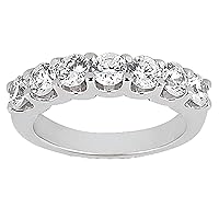 14k White Gold Diamond Scalloped U Prong Setting Wedding Ring Band