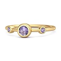 Three Stone 0.25 Cts Round Cut Natural Amethyst 925 Sterling Silver Beautiful Bridal ring