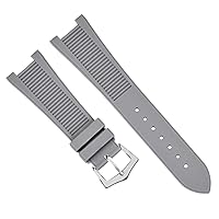 Ewatchparts 25 x 18 RUBBER WATCH STRAP BAND FOR PATEK PHILLIPE NAUTILUS 5712G/R/A,5980R GRAY