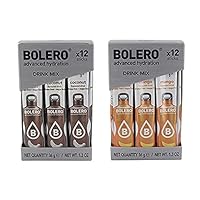 Bolero Advanced Hydration Powder Packets Sugar Free Drink Mix Packets, Convenient Water Flavoring Packets, Calorie-Free Drink Mix Powder Sticks, 6 Packs of 12 (Coconut and Mango)