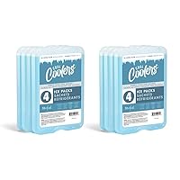 Cool Coolers by Fit + Fresh, Reusable & Long-Lasting XL Slim Ice Packs, Cold Packs for Lunch Boxes, Ice Packs for Lunch Bags. Cooler Accessories for Camping, Beach, Lunch, and Work, 8PK, Clear Blue