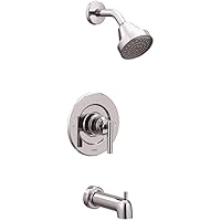 Moen Gibson Chrome Pressure Balancing Eco-Performance Modern Bathroom Tub and Shower Trim, Featuring Single Function Shower Head, Shower Handle, and Tub Spout (Posi-Temp Valve Required), T2903EP