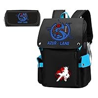 Azur Lane Game Cosplay Backpack and Pencil Case Set 15.6 Inch Laptop Rucksack with USB Charging Port / 2
