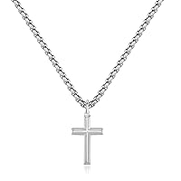 Black Gold Silver Cross Necklace for Boys Stainless Steel Mens Cross Pendant Chain Necklace for Men Women Religious Jewelry Gifts for Boys Girls Chain 16-24 Inches