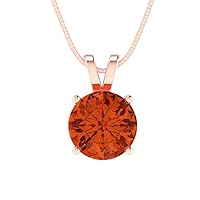 Clara Pucci 2.1 ct Round Cut Genuine Red Simulated Diamond Solitaire Pendant Necklace With 18