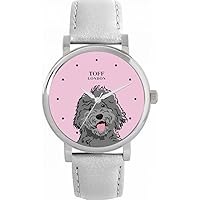 Grey Labradoodle Head Dog Mens Wrist Watch 42mm Case Custom Design