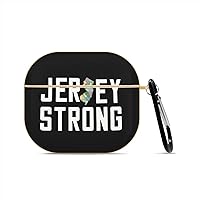 New Jersey State Jersey Strong Compatible AirPods 3 Case Cover, Cute Gold Plated Air Pod 3rd Generation Case with Keychain Protective Hard Gen 3 Shell Designed for Apple AirPod 3rd Gen 2021