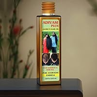 Adivasi Herbal Hair Oil, 3.38 Fl Oz Made with 101 Pure Herbs and Roots for Hair Growth and Strength With Sesame Oil, Coconut Oil, Castor Oil, Neem, Amla, Bhringraj, Vativer Row, Methi, Kalonji