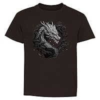 Gray Wood Dragon Graphic t-Shirt 100% Cotton for Men, Women, Kids Short Sleeve tees