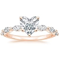 ERAA Jewel 1.0 CT Heart Colorless Moissanite Engagement Ring, Wedding Bridal Ring Set, Eternity Silver Solid 10K 14K 18K Gold Diamond Solitaire Prong Set Anniversary Promises Gifts for Her