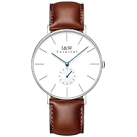 I&w Quartz Watches for Men's Extra Flat Case with Leather Band