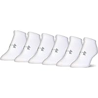 Under Armour Women`s Essential Charged Cotton No Show Liner Socks 6 Pack (W(1309392-100)/G, Medium)