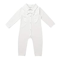 iiniim Infant Baby Boys Christening Baptism Outfits Bowtie White Blessing Gowns Ruffles One-Piece Romper White Blessing Gowns