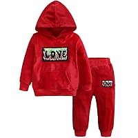 Boys Girls Velvet Hooded Sport Suits Sweatshirts Top Sweatpants Sets Infant Tracksuit Hoodie Outfit