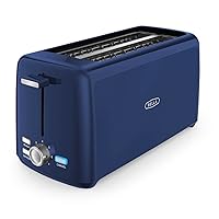 BELLA 4 Slice Toaster, Long Slot & Removable Crumb Tray, 7 Shading Options with Auto Shut Off, Cancel & Reheat Button, Toast Bread & Bagel, Blue