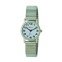 Unisex Easy Read Watch with Big Numbers on Stainless Steel Expander Bracelet