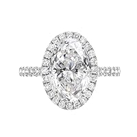 Moissanite Solitaire Engagement Ring, 7.0 CT Oval Cut, 10K-18K Gold or Sterling Silver Setting, Bridal Anniversary Promise Ring Style
