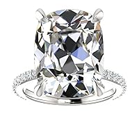 Moissanite Engagement Ring, 12.0ct Colorless VVS1 Clarity Hidden Halo Design, Sterling Silver with 18k Gold, Ring Sizes 3-12