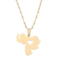 Stainless Steel Venezuela Map Pendant Necklace Gold Color Jewelry Venezuelan Jewelry