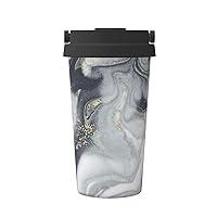 Luxury Marble Print Thermal Coffee Mug,Travel Insulated Lid Stainless Steel Tumbler Cup For Home Office Outdoor