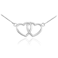 Claddagh Gold 925 Sterling Silver Double Open Heart Necklace