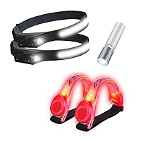Highly Visible Reflective LED Safety Running Light (Twin Pack - Red) Ultra Wide Angle Super Bright All Purpose Waterproof COB Headlight (Twin Pack) Hiking Running Fishing Cycling Camping