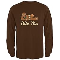 Old Glory Gingerbread Man Bite Me Brown Adult Long Sleeve T-Shirt - Medium