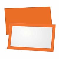 Orange Place Cards - Flat or Tent - 10 or 50 Pack - White Blank Front with Border - Placement Table Name Seating Stationery Party Supplies - Occasion or Event - Dinner Food Display (10, Flat Style)