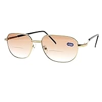 Bifocal Tinted UV400 Unisex Gold Reader Reading Glasses Sunglasses sun-reader