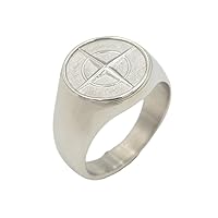 Men's Stainless Steel Nautical North Star Marine Compass Sailor Signet Anchor Ring US Size 7-13