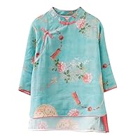 Woman Traditional Chinese Clothing Top Flower Print Hanfu Women Tops Elegant Oriental Suit Blouse