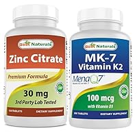 Best Naturals Zinc Citrate 30 mg & Vitamin K2 (MK7) with D3