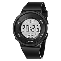 Womens Watch Fashion LED Digital Watch Simple Outdoor Sport Watch Alarm Clock 5Bar Waterproof Silicone Strap Watch