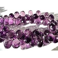 8 Inches Purple Grape Amethyst Quartz, Micro Faceted Tear Drop Beads, Huge 10mm Each, 60 Pieces
