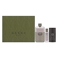 Gucci Guilty 3 Piece Hardbox Gift Set for Men (3 Ounce Eau de Toilette Spray + 2.4 Ounce Deodorant Stick + 0.5 Ounce Eau de Toilette Travel Spray)