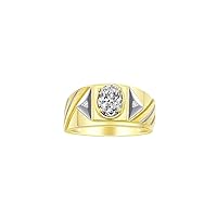 Rylos Mens Rings 14K Yellow Gold Rings Classic Designer Style 8X6MM Oval Gemstone & Sparkling Diamond Ring Color Stone Birthstone Rings For Men, Men's Rings, Gold Rings Sizes 8,9,10,11,12,13