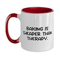 Baking Gifts For Men Women, Baking is Cheaper Than Therapy, Funny Baking Two Tone 11oz Mug, Cup From Friends, Birthday presents, Gift ideas for birthday, Unique birthday gifts, Personalized birthday