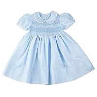 Feltman Brothers Dress Girls Blue Smocked Yoke Dress with Lace Trim Infant
