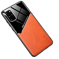 Samsung Galaxy A71 A51 A23 A13 A22 5G 4G A53 A33 A73 Green Leather Phone Case Splicing Color Car Magnetic A41 A50s A30s A20s A10s Phone Case (Orange,Samsung A53)