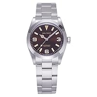 Baltany Vintage Explorer Homage Watches Stainless Steel Bracelet Applied Hour Markers Enamel Sunburst Automatic Watch