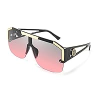 FEISEDY Women Men Sunglasse Square Flat Top Big Frame UV400 Sun Glasses Oversized B2765