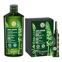 Yves Rocher Strengthening Anti-Hair Loss Shampoo and Lotion Hair Set with White Lupine - 4 x 15 ml. / 0.5 fl.oz., 300 ml. / 10.1 fl.oz.
