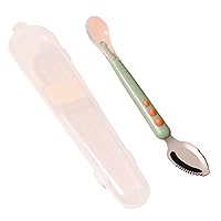 Double Head Baby Silicone Spoon Portable Scraping Mud Spoon Baby Led Weaning Supplies Workmanship Design Mud Spoon Soft Baby Fruit Scraping Infant Training Scrapping Fruits Children