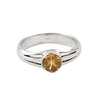 NOVICA Artisan Handmade Citrine Single Stone Ring .925 Sterling Silver India Gemstone 'Golden Wish'