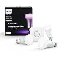 Hue White and Color Ambiance Starter Kit (Older Model, 3 A19 Bulbs and 1 Bridge, Compatible with Amazon Alexa, Apple HomeKit and Google Assistant)