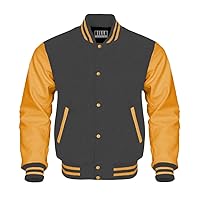 Mens Letterman Bomber Collage Baseball Varsity Jackets Body Original Wool And Genuine Leather Sleeves ( Team Colors options )